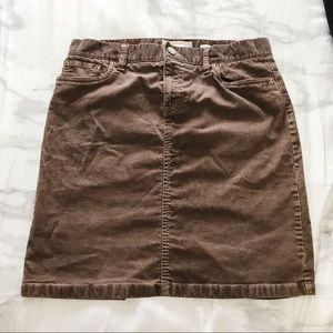 Brown Corduroy High Waisted Skirt